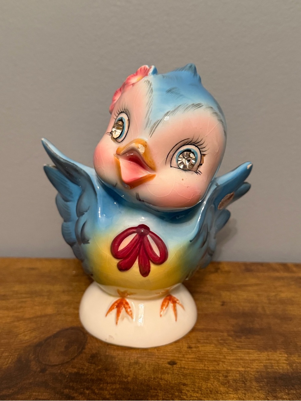Bluebird Coin Bank 1950s Rhinestone Eyes Japan Enterprise ESD 7035 Vintage